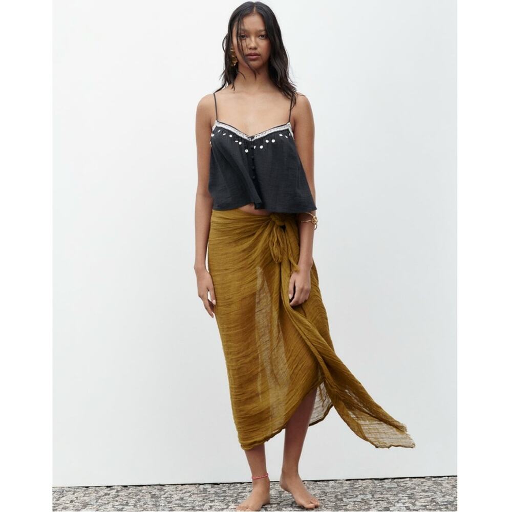 Zara Black Crop Boho Tank Top size Medium
